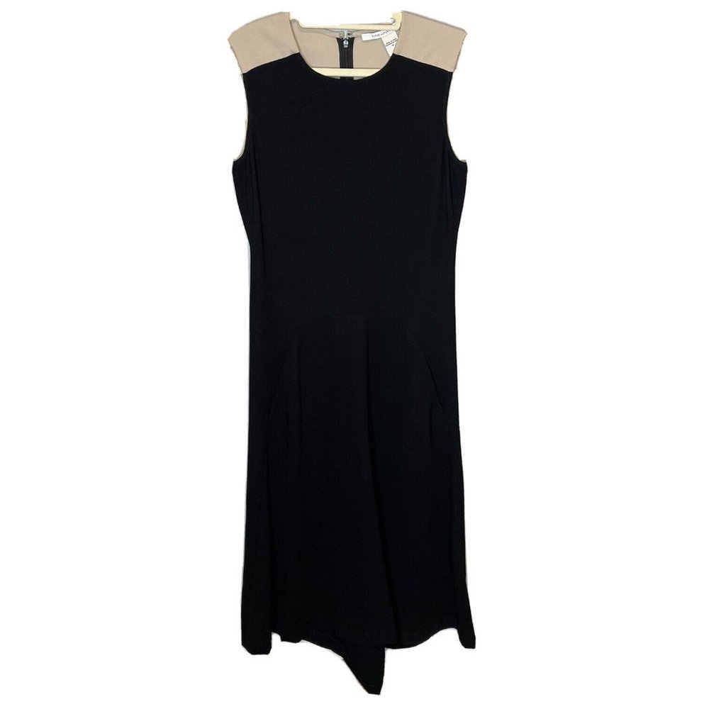 diane von furstenberg dress 6 Gabriella Black Tan Wool Blnd Fit Flare Sleeveless